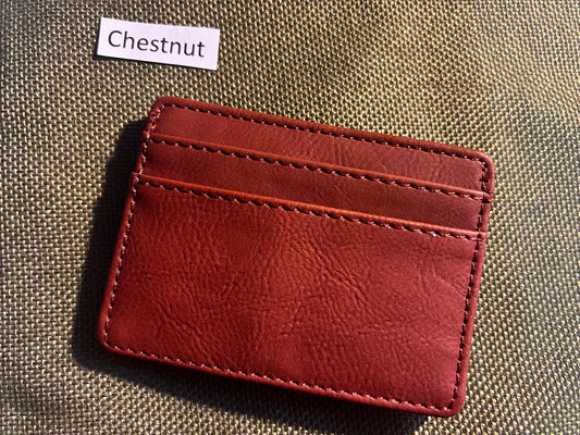 Faux Leather Card Holder with Money Clip