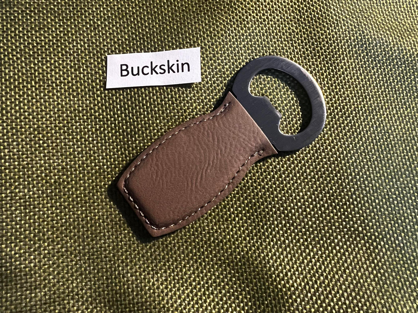 Pocket Size Leather Grip Metal Bottle Opener