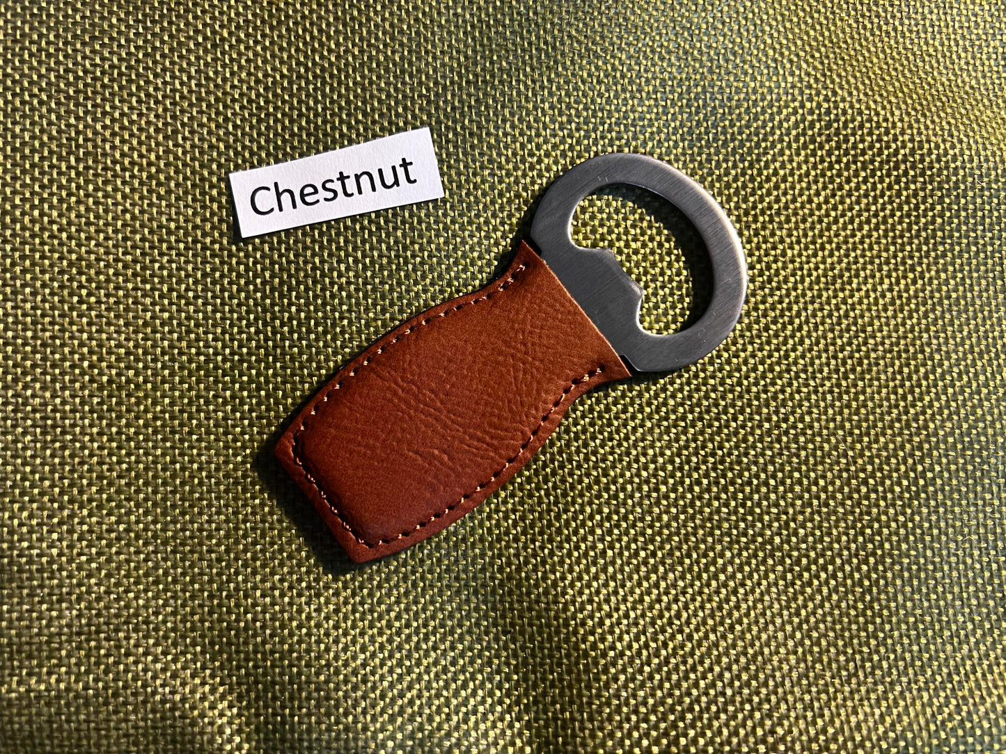 Pocket Size Leather Grip Metal Bottle Opener